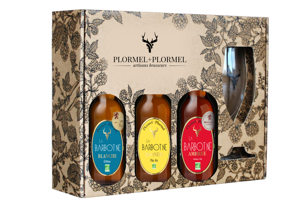 1 Coffret 3x33 cl + 1 verre - Blanche Blonde Ambrée